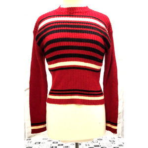 RANGOLI Wool Blend Pullover Sweater Red with Black White Stripes Juniors Medium